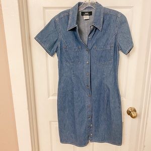 Vintage Blue Jean Button Down Dress